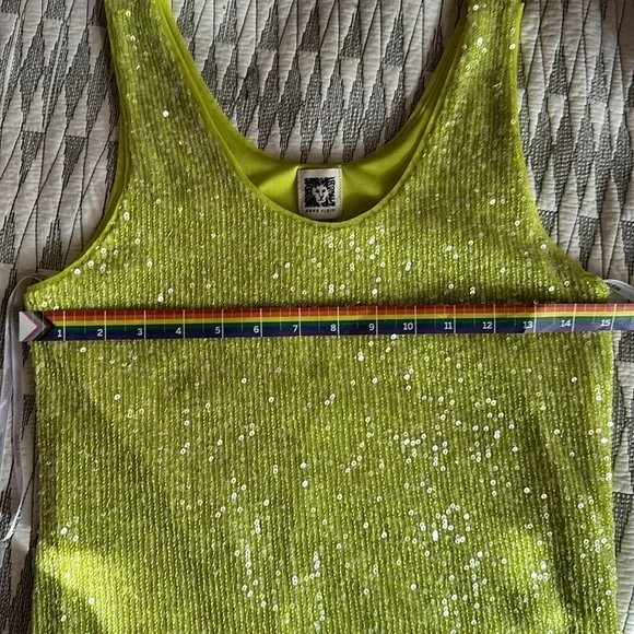 Anne Klein Sequin Tank in Sprout Green XXS - Picture 7 of 9